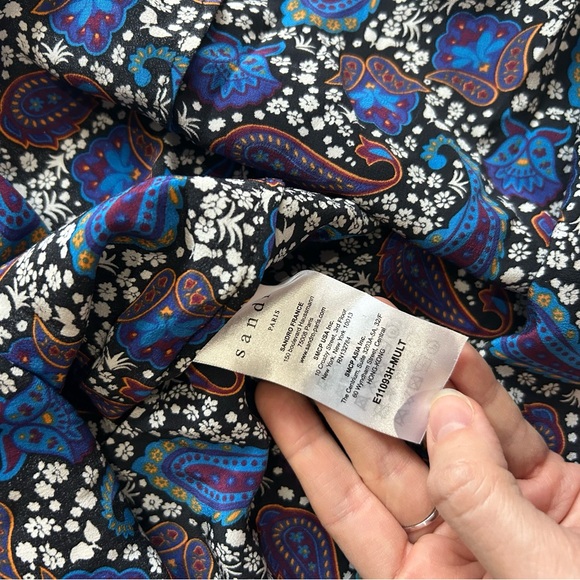 Sandro Paisley 100% Silk Top Size 2 - Picture 6 of 7